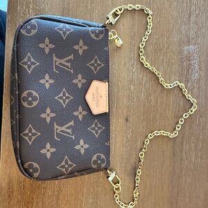 Brown and Gold Monogram Wristlet